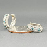 Estate 14K W Gold 0.67cttw Fancy Blue/SI1 & H/SI2 Diamond Huugie Earrings - Walter Bauman Jewelers
