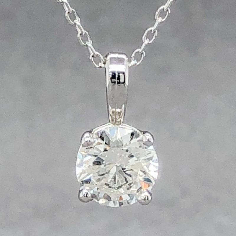 Estate 14K W Gold 0.69ct I/SI2 RBC Diamond Pendant - Walter Bauman Jewelers