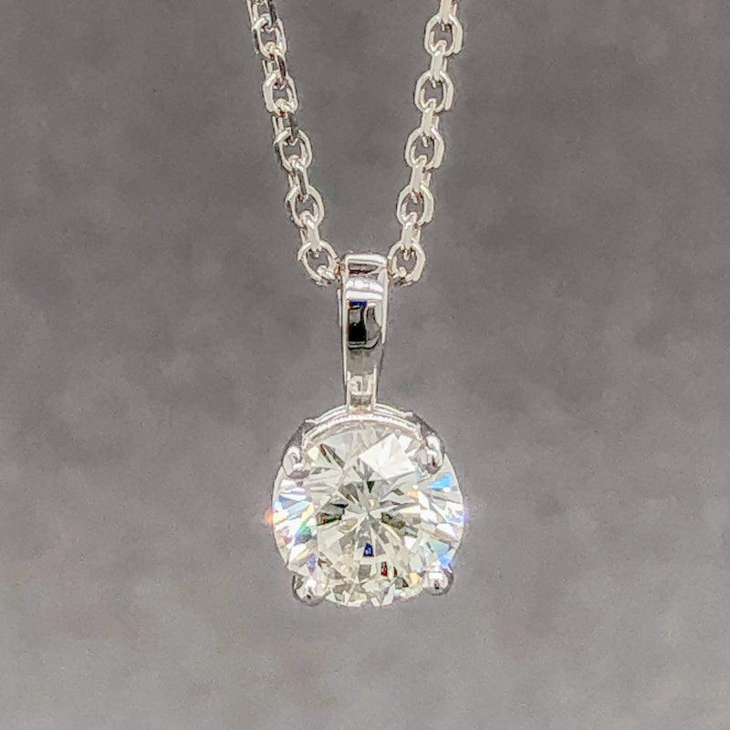 Estate 14K W Gold 0.73ct I/VS1 Diamond Solitaire Pendant - Walter Bauman Jewelers