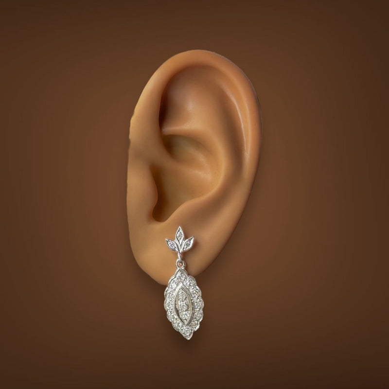 Estate 14K W Gold 0.79ctw G-H/SI1-2 Diamond Drop Earrings - Walter Bauman Jewelers