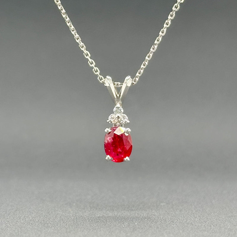 Estate 14K W Gold 0.85ct Ruby & 0.04cttw G-H/SI1 Diamond Pendant - Walter Bauman Jewelers