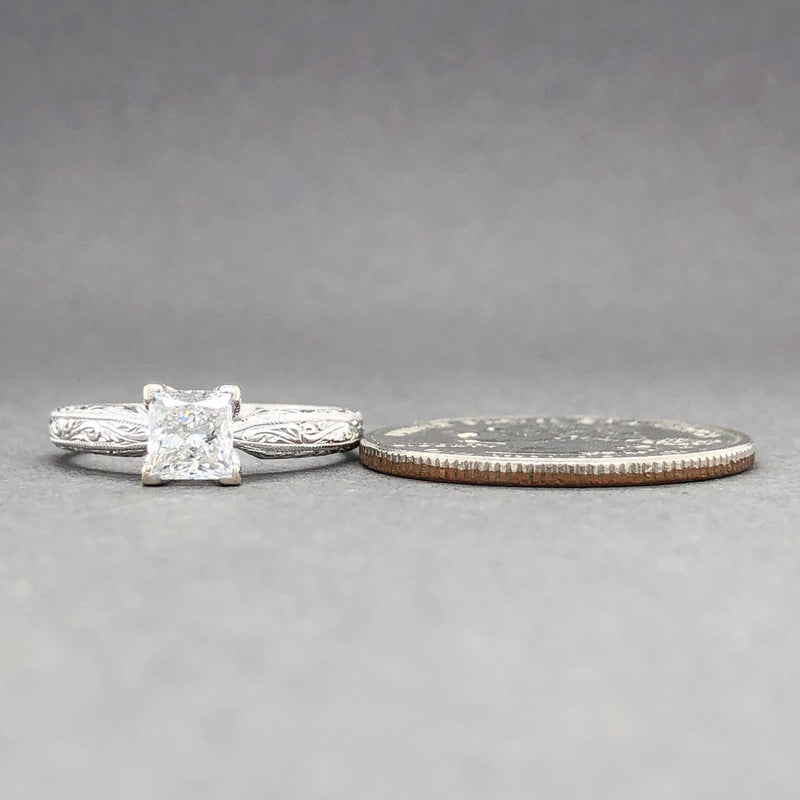 Estate 14K W Gold 0.95cttw H-I/VS1 Diamond Engagement Ring - Walter Bauman Jewelers