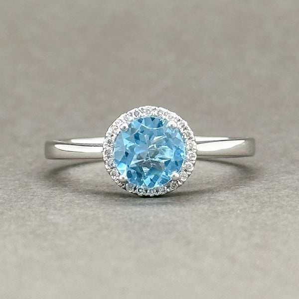 Estate 14K W Gold 0.97ct Blue Topaz & 0.13cttw G-H/SI2 Diamond Halo Ring - Walter Bauman Jewelers