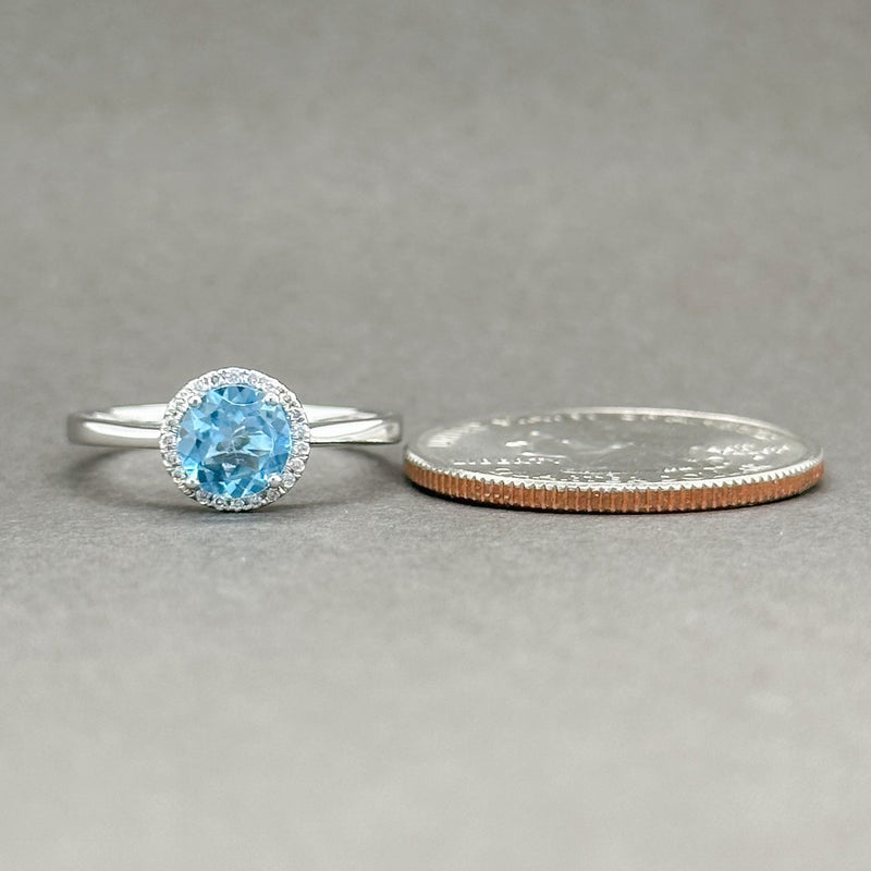 Estate 14K W Gold 0.97ct Blue Topaz & 0.13cttw G-H/SI2 Diamond Halo Ring - Walter Bauman Jewelers