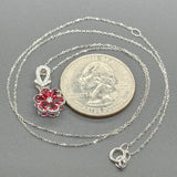 Estate 14K W Gold 1.08cttw Ruby & 0.06cttw G-H/SI2 Diamond Flower Pendant - Walter Bauman Jewelers