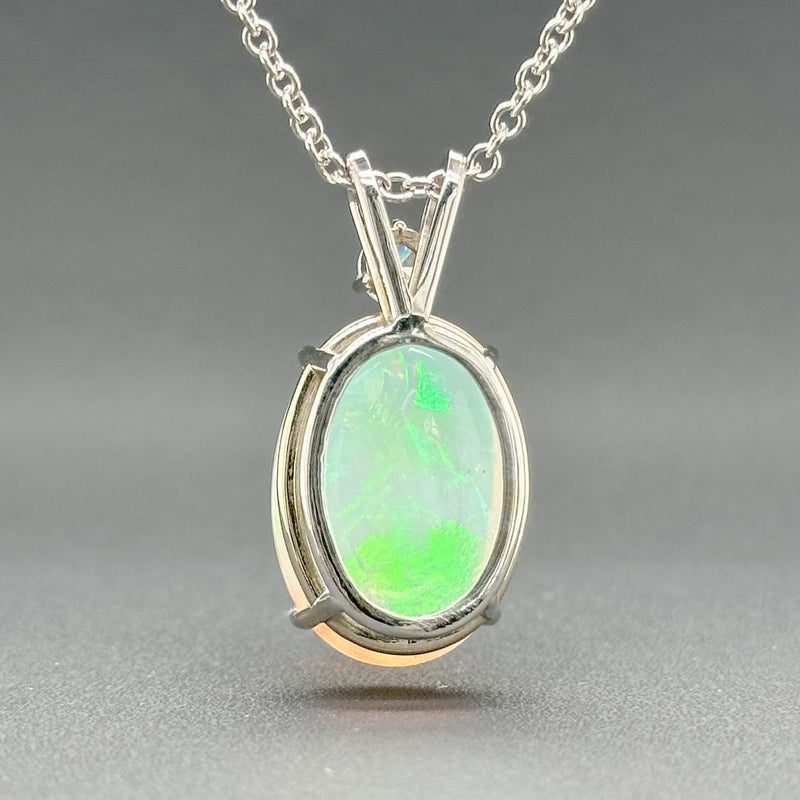 Estate 14K W Gold 10.96ct Opal & 0.33ct I/SI1 Diamond Pendant - Walter Bauman Jewelers