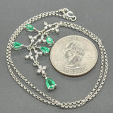 Estate 14K W Gold 1.10cttw Emerald & 0.34cttw H/SI2 Diamond Necklace - Walter Bauman Jewelers