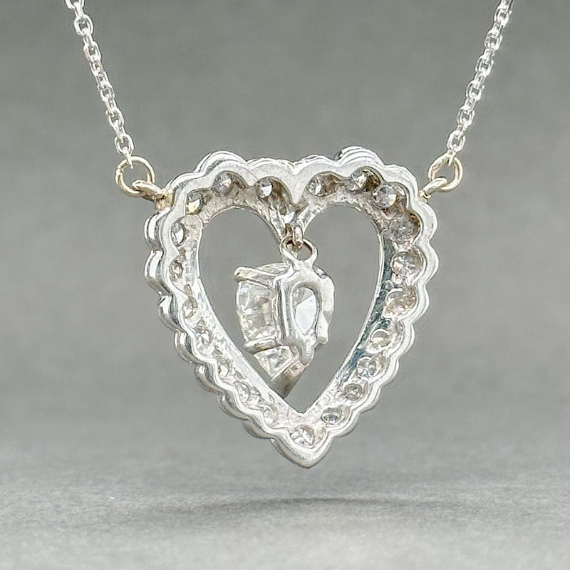 Estate 14K W Gold 1.28ctw G-H/SI1-2 Diamond Heart Necklace - Walter Bauman Jewelers