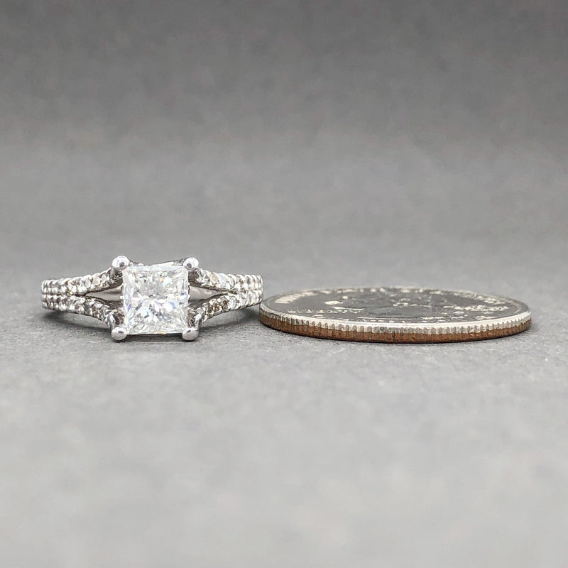 Estate 14K W Gold 1.32cttw H-I/VS2-SI2 Diamond Princess Eng. Ring - Walter Bauman Jewelers