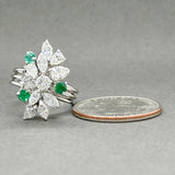 Estate 14K W Gold 1.46ctw H-J/SI1-2 Diamond & 0.26ctw Emerald Cocktail Ring - Walter Bauman Jewelers