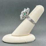 Estate 14K W Gold 1.46ctw H-J/SI1-2 Diamond & 0.26ctw Emerald Cocktail Ring - Walter Bauman Jewelers