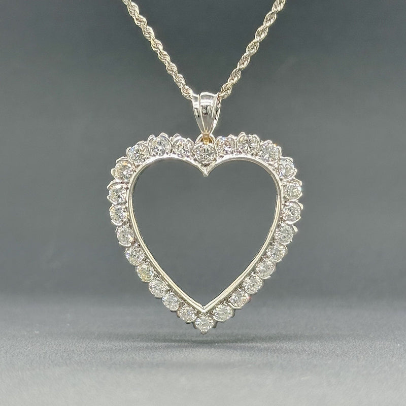 Estate 14K W Gold 1.53cttw G-H/SI1-2 Diamond Heart Pendant - Walter Bauman Jewelers
