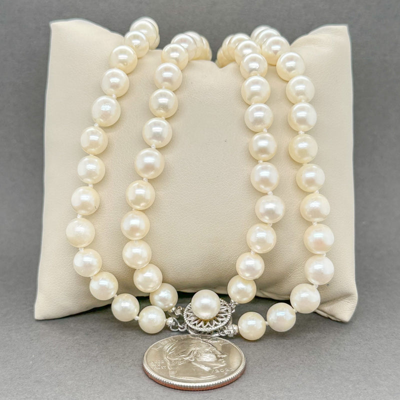 Estate 14K W Gold 16" Akoya Pearl 7-7.5mm 2 Strand Necklace - Walter Bauman Jewelers