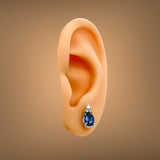 Estate 14K W Gold 1.70cttw Lab-Created Sapphires & 0.09cttw H-I/SI1-2 Diamond Stud Earrings - Walter Bauman Jewelers