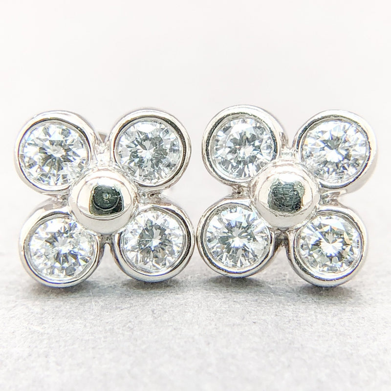 Estate 14K W Gold 1cttw G-H/SI1 Diamond Quatrefoil Cluster Earrings - Walter Bauman Jewelers