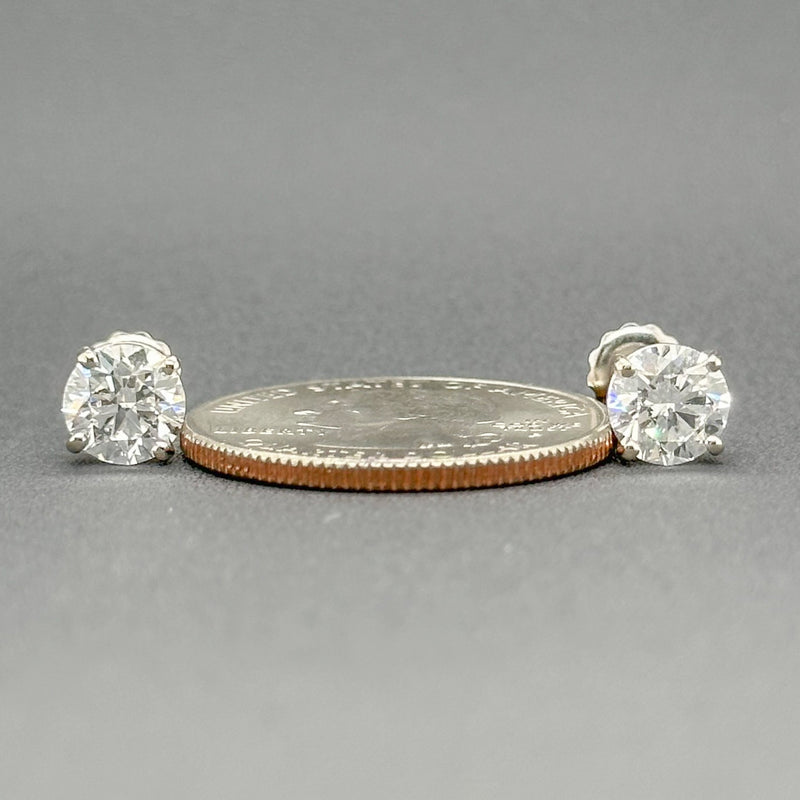 Estate 14K W Gold 2.13cttw E/SI2 Diamond Stud Earrings GIA#6302480524 & 1305178986 - Walter Bauman Jewelers