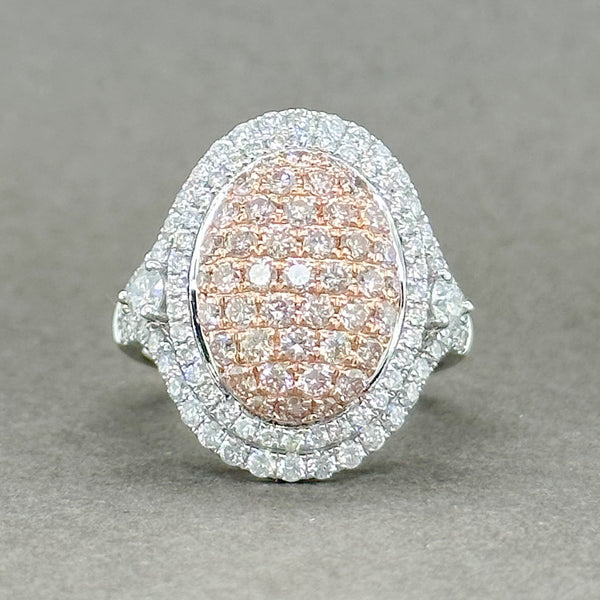 Estate 14K W Gold 2.28cttw Pink/SI1-2 & G-H/SI1-I1 Diamond Cocktail Ring - Walter Bauman Jewelers