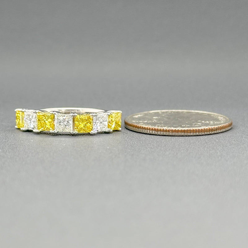 Estate 14K W Gold 2.29cttw Fancy Yellow & H-I/VS2 Diamond Ring - Walter Bauman Jewelers