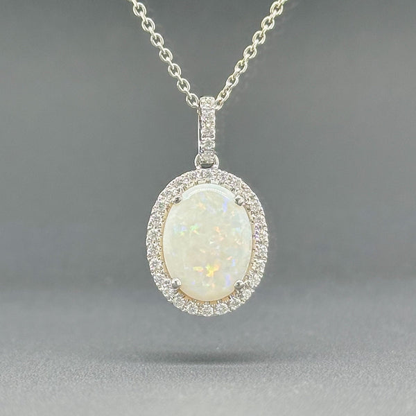 Estate 14K W Gold 2.32ct Opal & 0.17cttw G-H/VS2-SI1 Diamond Pendant - Walter Bauman Jewelers
