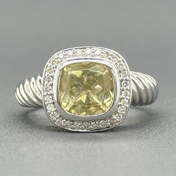 Estate 14K W Gold 2.50ct Citrine & 0.14cttw H-I/SI1-2 Diamond Ring - Walter Bauman Jewelers