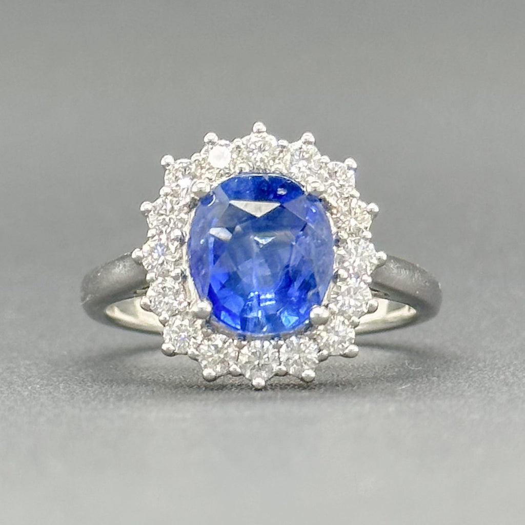 Estate 14K W Gold 2.51ct Sapphire & 0.48cttw G/SI1-2 Diamond