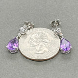 Estate 14K W Gold 2.68ctw Amethyst & 0.03ctw H/SI1-2 Diamond Dangle Earrings - Walter Bauman Jewelers