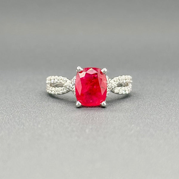 Estate 14K W Gold 2.88ct Ruby GIA# 6224713587 & 0.55cttw H-I/SI1-2 Diamond Ring - Walter Bauman Jewelers