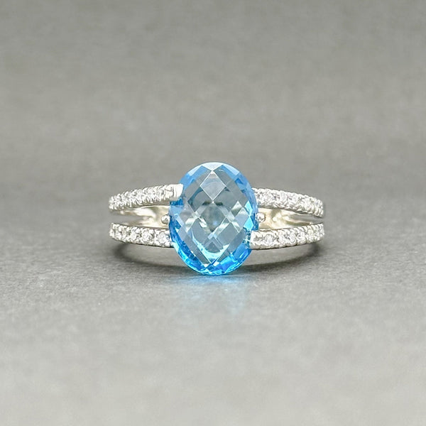 Estate 14K W Gold 2.93ct Blue Topaz & 0.13ctw G-H/SI1-2 Diamond Ring - Walter Bauman Jewelers