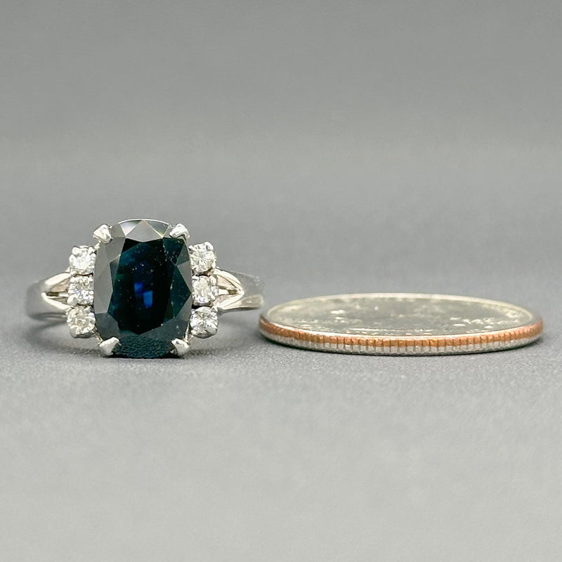 Estate 14K W Gold 3.24ct Sapphire & 0.23ctw H-I/SI1-2 Diamond Ring - Walter Bauman Jewelers