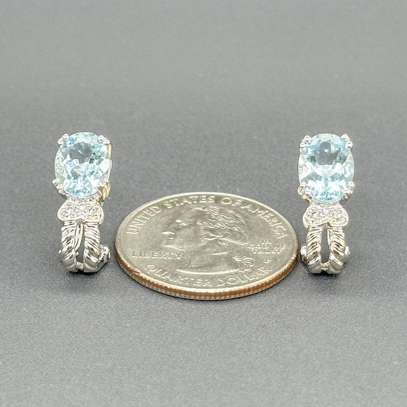 Estate 14K W Gold 3.24cttw Aquamarine & 0.03cttw H/SI2 Diamond Earrings - Walter Bauman Jewelers