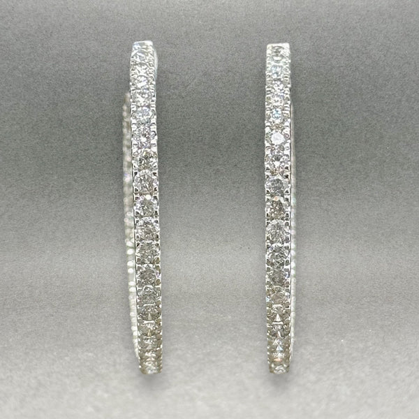 Estate 14K W Gold 3.64cttw I-J/SI2 Diamond In & Out Hoop Earrings - Walter Bauman Jewelers
