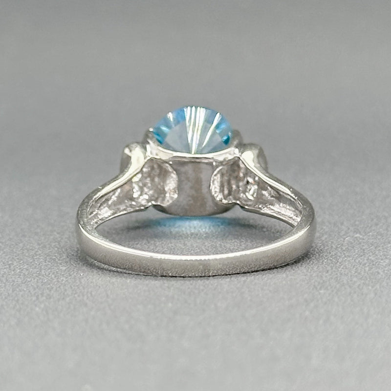 Estate 14K W Gold 4.48ct Blue Topaz & 0.11cttw G/I1 Diamond Cocktail Ring - Walter Bauman Jewelers