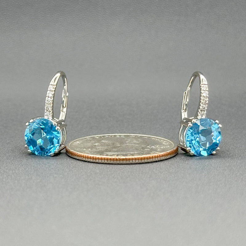 Estate 14K W Gold 4.48cttw Blue Topaz & 0.06cttw G/I1 Diamond Earrings - Walter Bauman Jewelers