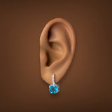 Estate 14K W Gold 4.48cttw Blue Topaz & 0.06cttw G/I1 Diamond Earrings - Walter Bauman Jewelers