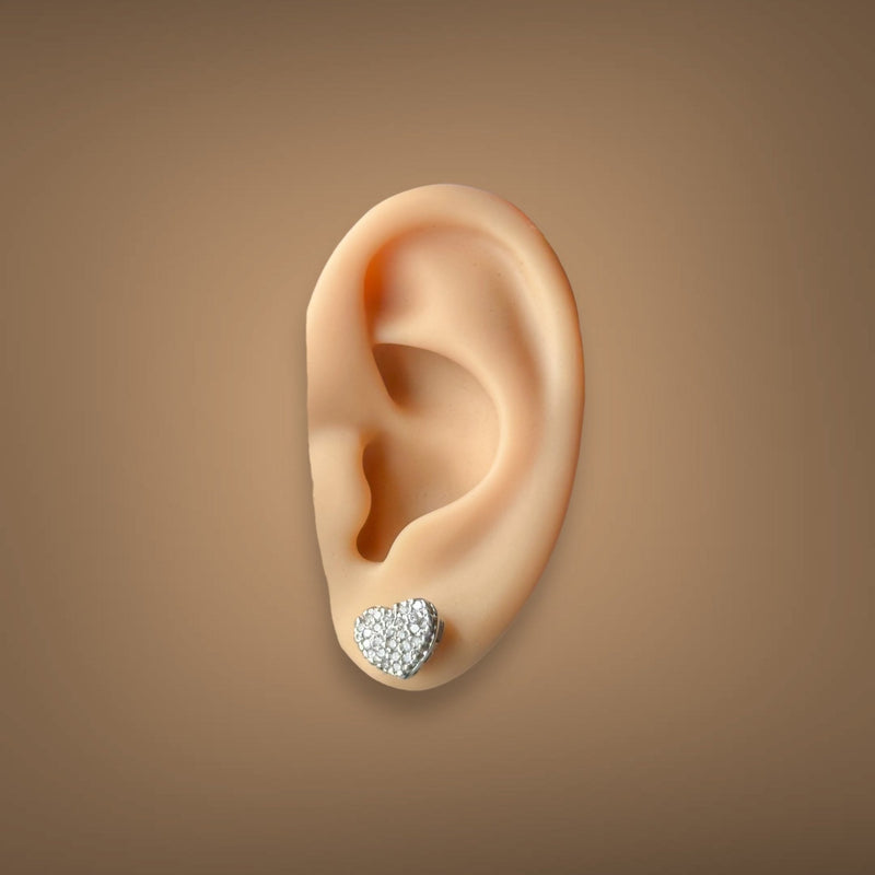 Estate 14K W Gold 47cttw H-I/I1 Diamond Heart Stud Earrings - Walter Bauman Jewelers