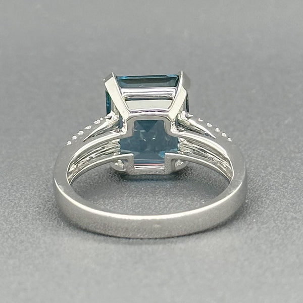 Estate 14K W Gold 6.30ct London Blue Topaz 0.22cttw H/SI1-2 Diamond Ring - Walter Bauman Jewelers
