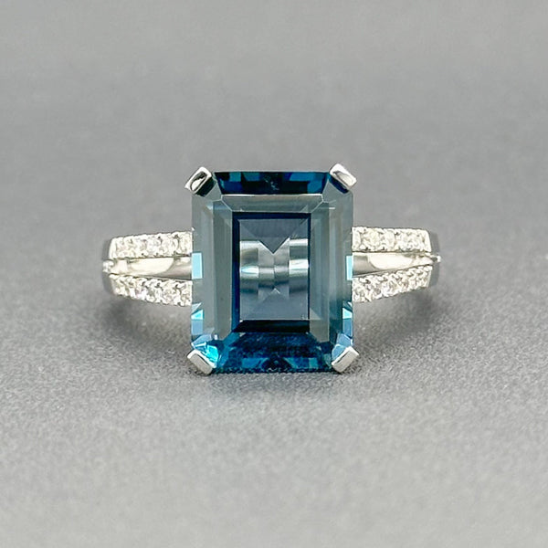 Estate 14K W Gold 6.30ct London Blue Topaz 0.22cttw H/SI1-2 Diamond Ring - Walter Bauman Jewelers