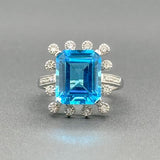 Estate 14K W Gold 7.13ct Blue Topaz & 0.08cttw H-I/SI1 Diamond Ring - Walter Bauman Jewelers