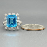 Estate 14K W Gold 7.13ct Blue Topaz & 0.08cttw H-I/SI1 Diamond Ring - Walter Bauman Jewelers