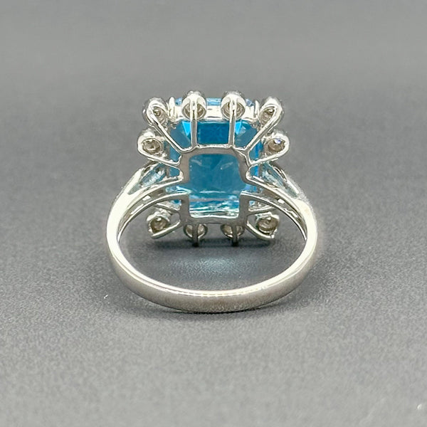 Estate 14K W Gold 7.13ct Blue Topaz & 0.08cttw H-I/SI1 Diamond Ring - Walter Bauman Jewelers