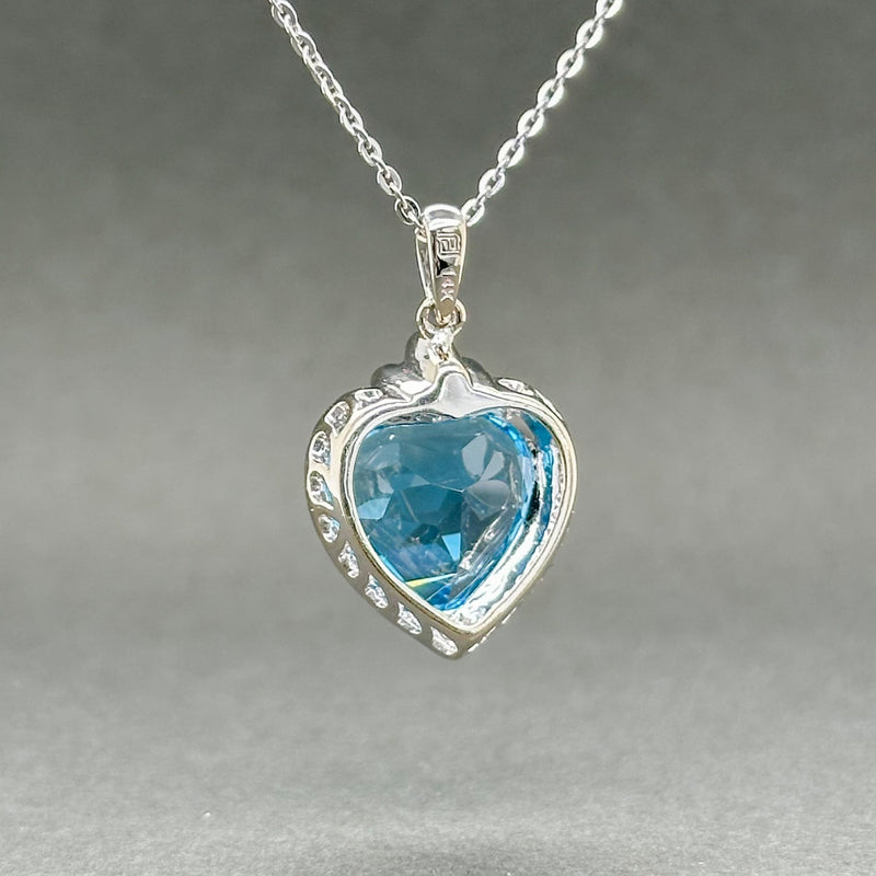 Estate 14K W Gold 7.36ct Blue Topaz & 0.09ctw H/VS2-SI1 Diamond Heart Pendant - Walter Bauman Jewelers
