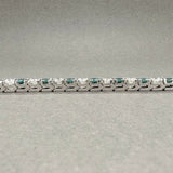 Estate 14K W Gold 8ctw Fancy Blue & G-H/SI2-I2 Diamond Tennis Bracelet - Walter Bauman Jewelers