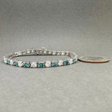 Estate 14K W Gold 8ctw Fancy Blue & G-H/SI2-I2 Diamond Tennis Bracelet - Walter Bauman Jewelers