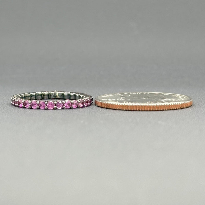 Estate 14K W Gold Black RDM Plating 1.0cttw Pink Sapphire Eternity Ring - Walter Bauman Jewelers
