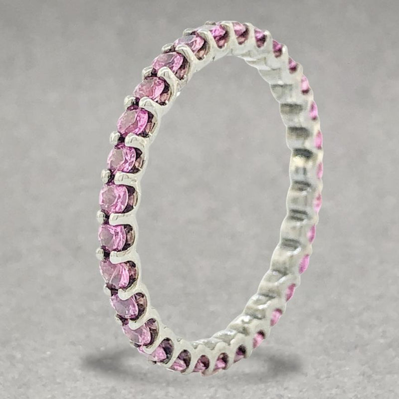 Estate 14K W Gold Black Rhodium 1cttw Pink Sapphire Eternity Ring - Walter Bauman Jewelers