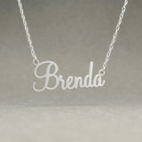 Estate 14K W Gold Cursive Brenda Name Necklace - Walter Bauman Jewelers