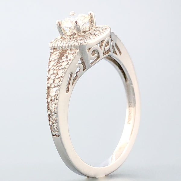 Estate 14k WG 0.72cttw Diamond Halo Engagement Ring - Walter Bauman Jewelers