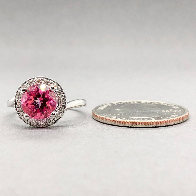 Estate 14k White Gold Pink Topaz & Diamond Ring - Walter Bauman Jewelers