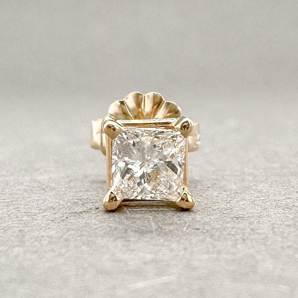 Estate 14K Y Gold 0.30ct G/SI2 Princess Diamond Single Stud Earring - Walter Bauman Jewelers
