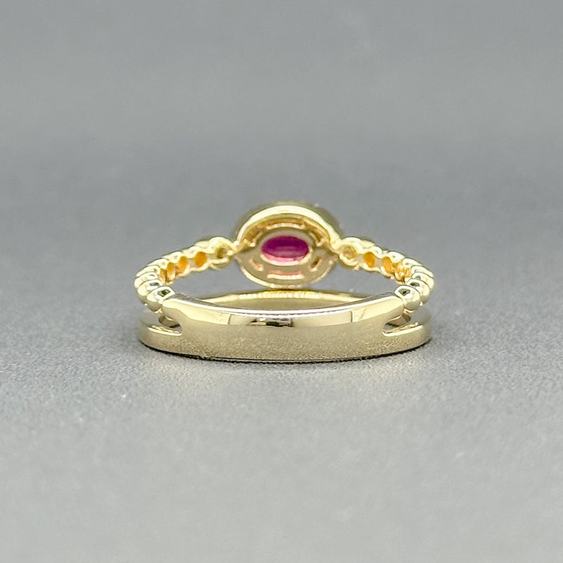 Estate 14K Y Gold 0.33ct Ruby & 0.45cttw H/SI1-2 Diamond Double Row Ring - Walter Bauman Jewelers